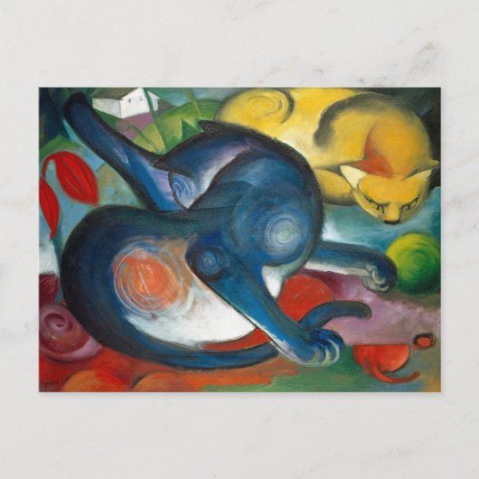 Twee katten, blauw en geel door Franz Marc - Kat A Briefkaart (Voorkant)