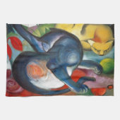 Twee katten, blauw en geel, Franz Marc Theedoek (Horizontaal)