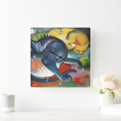 Twee katten, blauw en geel, Franz Marc Vierkante Klok (Huis)