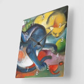 Twee katten, blauw en geel, Franz Marc Vierkante Klok (Hoek)