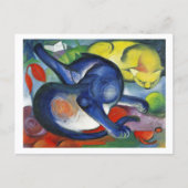 Twee katten Blauw Geel Franz Marc Briefkaart (Voorkant)