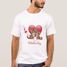 Twee katten blij met Valentijn T-shirt