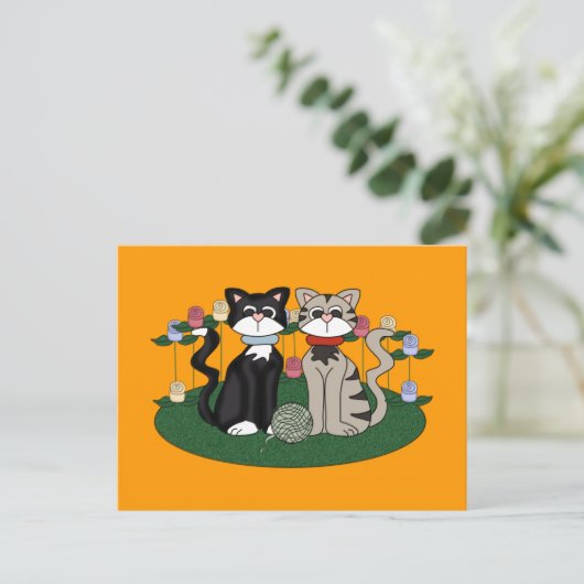 Twee katten briefkaart (Staand voorkant)