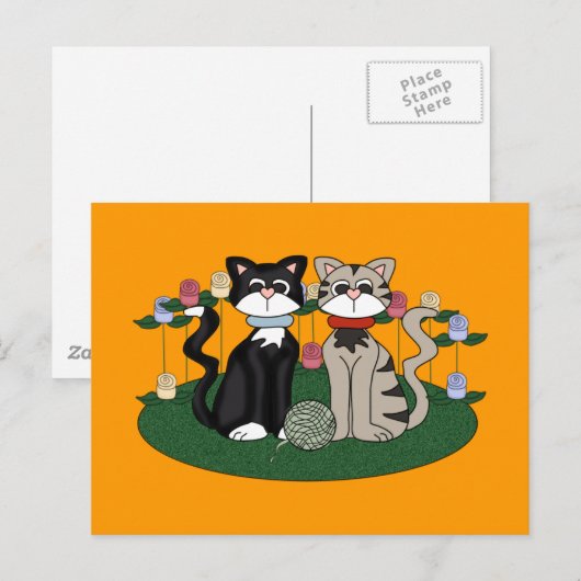 Twee katten briefkaart (Voorkant / Achterkant)