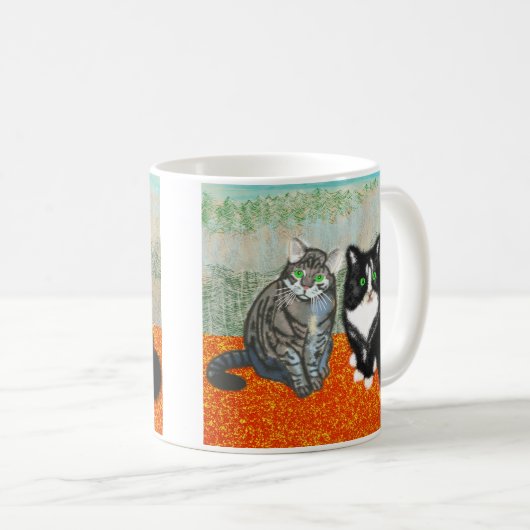 Twee katten delen uw koffiepauze koffiemok (Voorkant rechts)