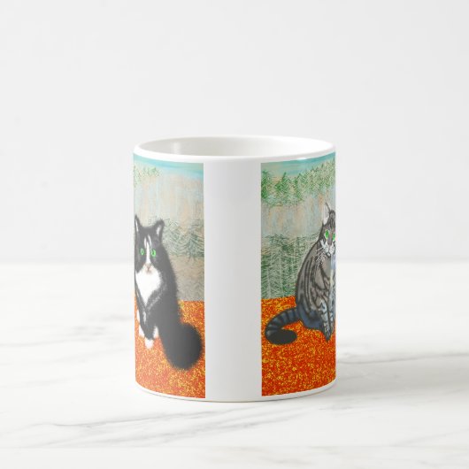 Twee katten delen uw koffiepauze koffiemok (Center)