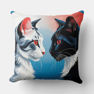 Twee katten die elkaar aankijken kussen