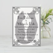 Twee Katten die in Zwart, Wit, en Grijs Wedden Kaart (Staand voorkant)