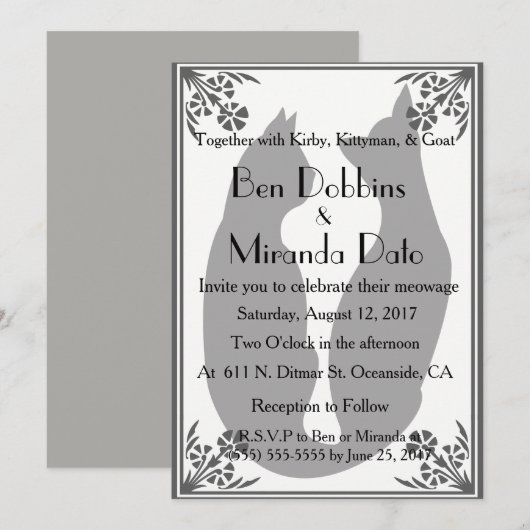 Twee Katten die in Zwart, Wit, en Grijs Wedden Kaart (Voorkant / Achterkant)