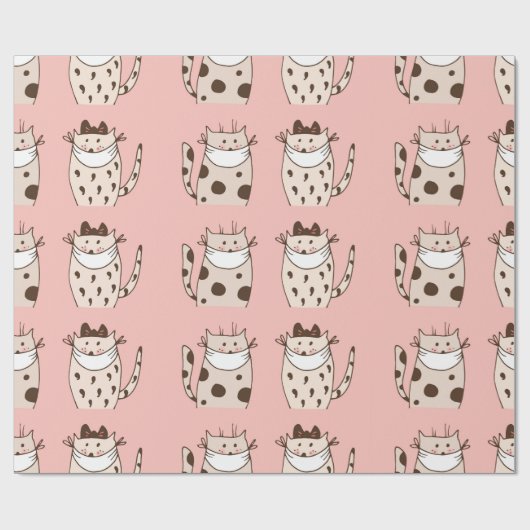 TWEE KATTEN DIE MONDKAPJES DRAGEN Inpakpapier (Vlak)