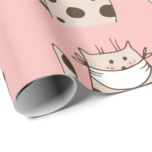 TWEE KATTEN DIE MONDKAPJES DRAGEN Inpakpapier (Rol Hoek)