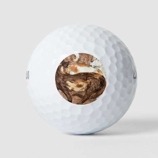 Twee katten (door Franz Marc) Golfballen (Voorkant)