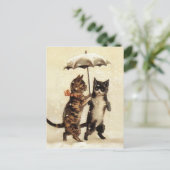 Twee katten één umbrella briefkaart (Staand voorkant)