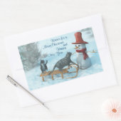 Twee katten en een Snowman Rechthoekige Sticker (Envelop)