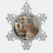 Twee katten en foto's, tin sneeuwvlok ornament (Voorkant)