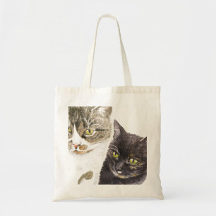 Twee katten - gestreepte kat en tortie tote bag