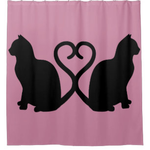 Twee katten hart silhouet douchegordijn
