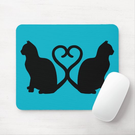Twee katten hart silhouet mousepad muismat (Met muis)