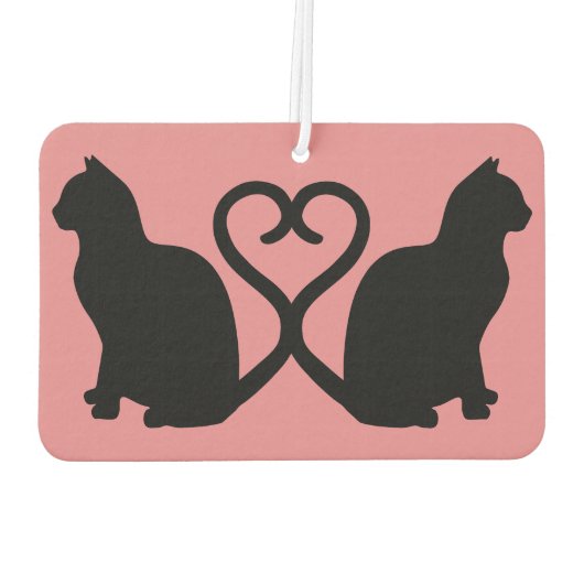 Twee Katten Hart Staarten Silhouet Auto Luchtverfr Luchtverfrisser (Achterkant)
