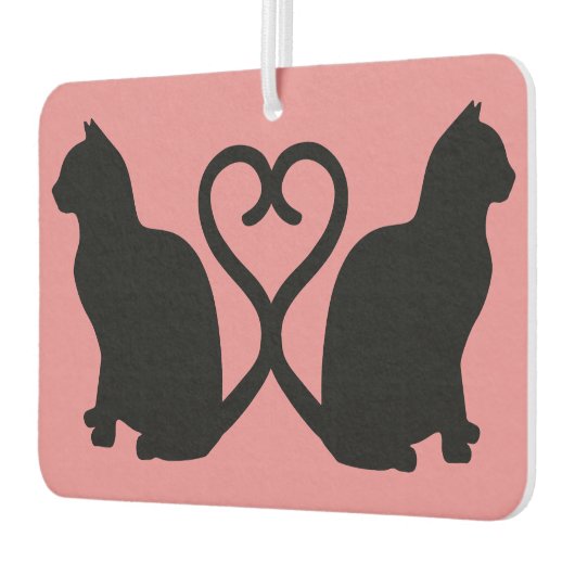 Twee Katten Hart Staarten Silhouet Auto Luchtverfr Luchtverfrisser (Links)