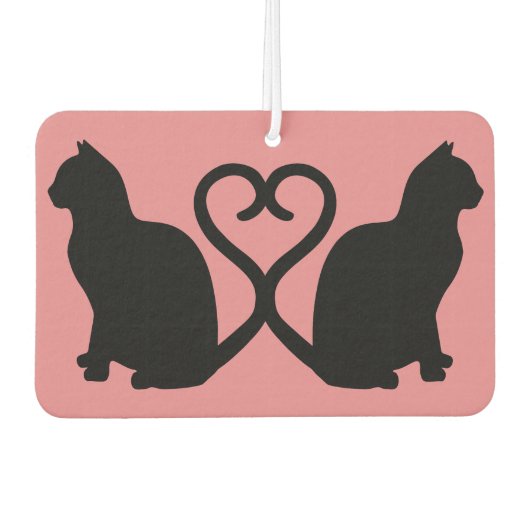 Twee Katten Hart Staarten Silhouet Auto Luchtverfr Luchtverfrisser (Voorkant)