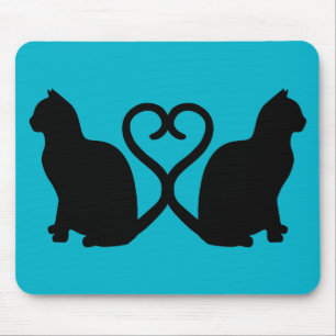 Twee katten: Heart Silhouette Mousepad Muismat