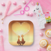 Twee katten in Borden van liefdespapier Papieren Bordje (Feest)