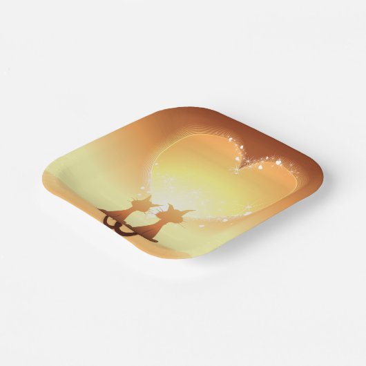 Twee katten in Borden van liefdespapier Papieren Bordje (Gebogen)