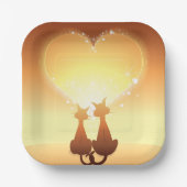 Twee katten in Borden van liefdespapier Papieren Bordje (Voorkant)