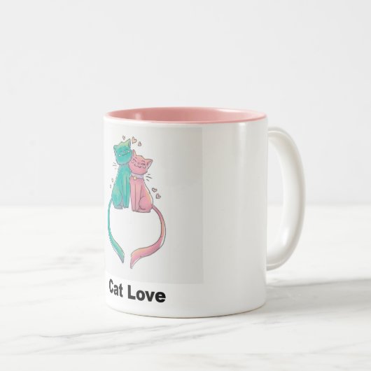 Twee katten in de liefde Illustratie Mok (Voorkant rechts)