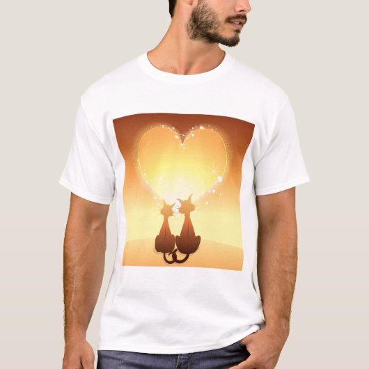 Twee katten in de liefde Mannen T-shirt (Voorkant)