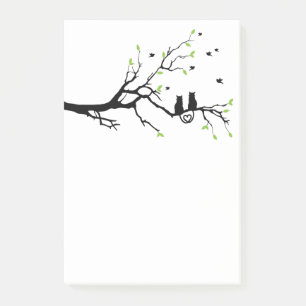 Twee katten in de liefdesboom Silhouette Post-it® Notes