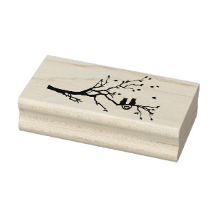 Twee katten in de liefdesboom Silhouette Rubberstempel