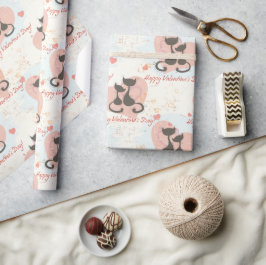 Twee katten in de Valentijnsdag van de Liefde die  Cadeaupapier