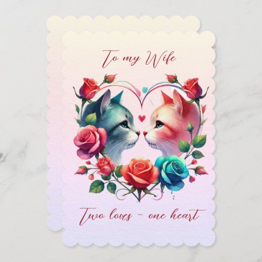 Twee katten in een hart vrouw Valentijnsdag Feestdagenkaart (Voorkant / Achterkant)