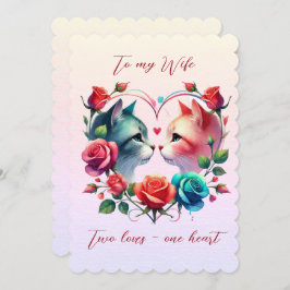 Twee katten in een hart vrouw Valentijnsdag Feestdagenkaart