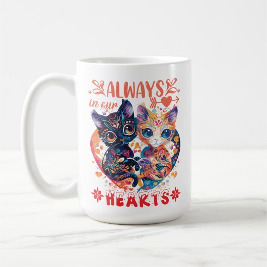 Twee katten in een kleurrijke, liefdevolle scène koffiemok (Links)