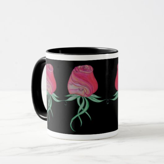 Twee katten in een Roos-zwart Mok (Voorkant links)