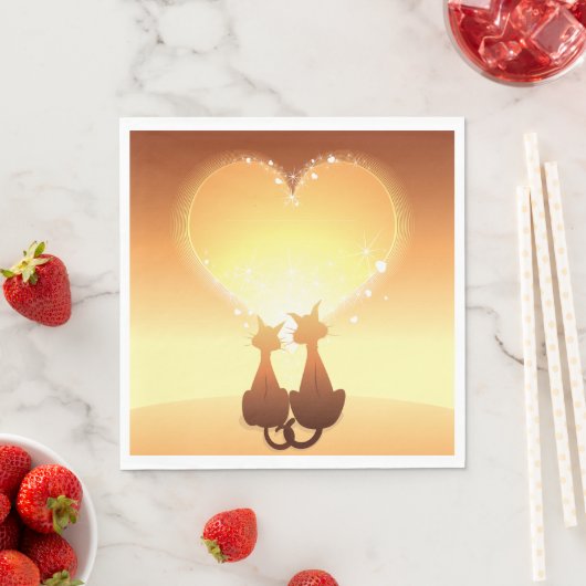 Twee katten in het liefdespapier servet (Insitu)