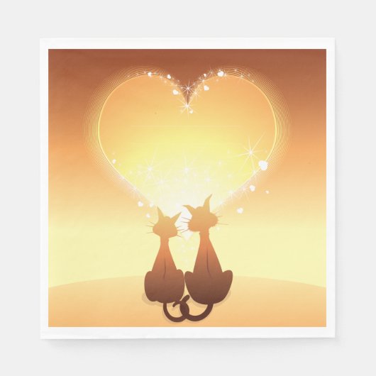 Twee katten in het liefdespapier servet (Voorkant)