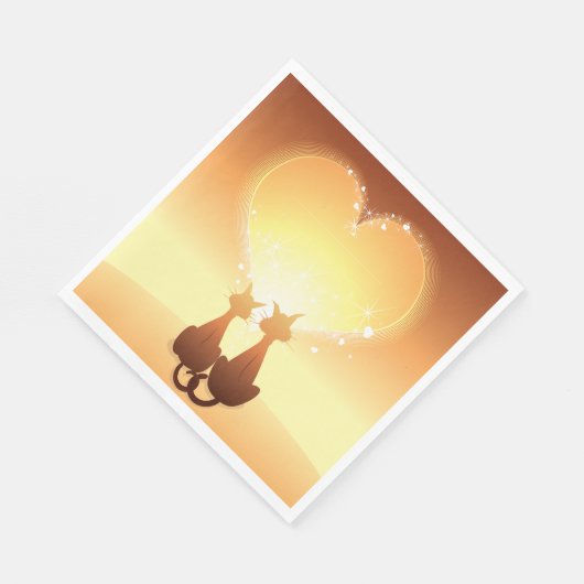 Twee katten in het liefdespapier servet (Hoek)