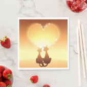 Twee katten in het liefdespapier servet