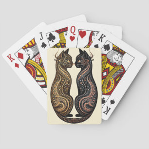 Twee katten in levendig artistiek ontwerp pokerkaarten