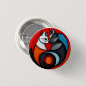 Twee katten in levendig cirkelvormig ontwerp ronde button 3,2 cm (Voorkant /achterkant)
