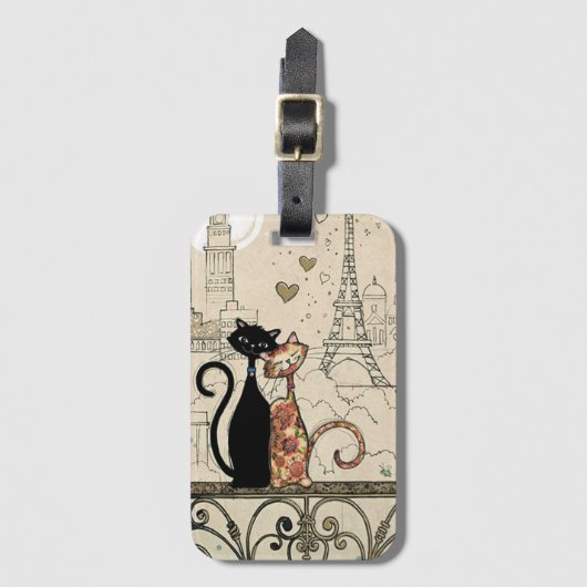 Twee katten in liefde bagagelabel (Voorkant (verticaal))