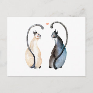 Twee katten in liefde briefkaart