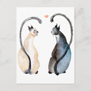 Twee katten in liefde briefkaart