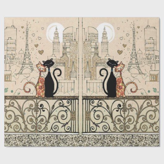 Twee katten in liefde cadeaupapier (Vlak)