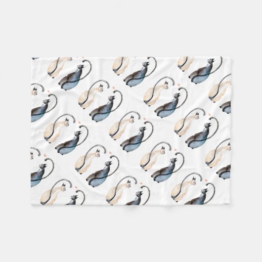 Twee katten in liefde fleece deken (Voorkant (Horizontaal))