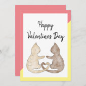Twee katten in liefde - Happy Valentine's Day Card Feestdagenkaart (Voorkant / Achterkant)